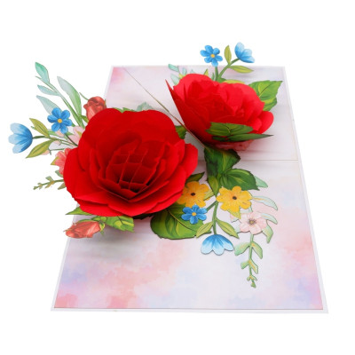 Thiệp 3D Hoa Hồng Đỏ Sang Trọng – Thiệp Pop Up Lãng Mạn, Tặng Sinh Nhật, Lễ Tình Nhân, 8/3, 20/10, F58