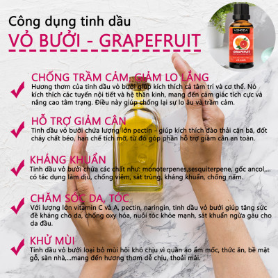 Tinh dầu xông phòng cao cấp gồm 2 chai tinh dầu nguyên chất: tinh dầu Vỏ bưởi HG (50ml) + tinh dầu Sả chanh (50ml) Vemoda