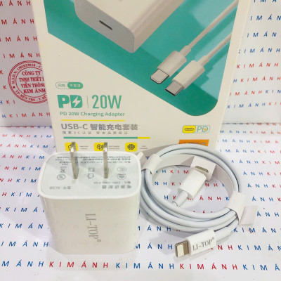 Bộ sạc LI-TOP AT08 chân IOS (L), sạc nhanh PD 20W có chứng nhận 3C tiêu chuẩn quốc gia, hàng chính hãng bảo hành 12 tháng