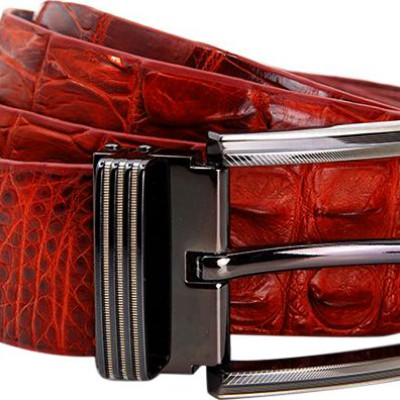 Thắt Lưng Nam Da Cá Sấu Gai Lưng Đầu Kim Bản Lớn Huy Hoàng HT4711 - Nâu Đỏ