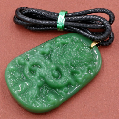 Dây chuyền mặt tượng Rồng R15 - thạch anh xanh ( 6.2cm x 4cm )
