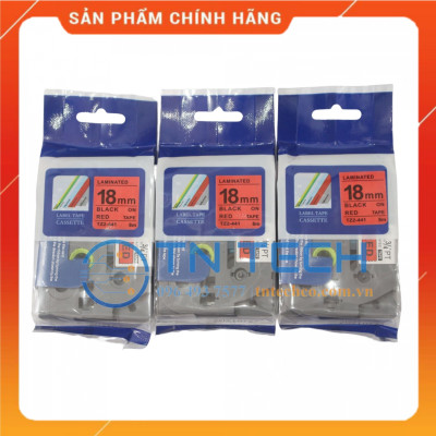 Nhãn In Tz2-441 - Đen nền đỏ 18mm x 8m - Dùng cho máy in BROTHER - AIMO - PUTY [Hàng Nhập Khẩu]