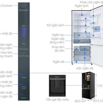 Tủ Lạnh 2 Cánh Panasonic 417 lít NR-BX471GPKV - Lấy nước ngoài - Hàng chính hãng
