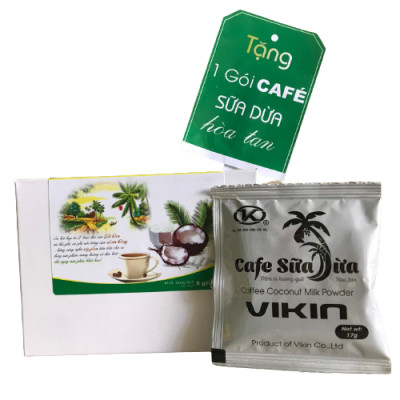 Cà Phê Sữa Dừa hòa tan VIKIN, hộp 6 gói x 17g , tiện lợi, thơm ngon và an toàn cho sức khỏe.
