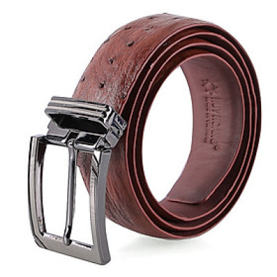  Dây nịt nam da đà điểu màu nâu đỏ HJ4424-46-51-68-69-70