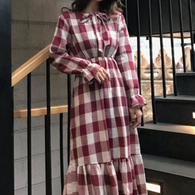 Đầm Ca Rô Nơ Cổ Thanh Lịch DN063 MayHomes