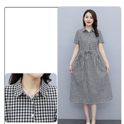 Đầm nữ công sở thiết kế sơ mi cổ đức tay ngắn thanh lịch, thiết kế túi hông kèm dây thắt eo Haint Boutique Da174