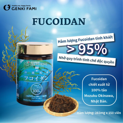 Fucoidan Genki Fami Nhật Bản, Tăng Cường Đề Kháng, Miễn Dịch, Hỗ Trợ Ngăn Ngừa Ung Bướu Hộp 150 viên