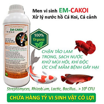Chế phẩm EM xử lý ao hồ nuôi Cá Koi, Cá Cảnh - Làm trong sạch nguồn nước - Ức chế tảo lam - Khử mùi hôi tanh - Vi sinh gốc lên men 100% Tự Nhiên