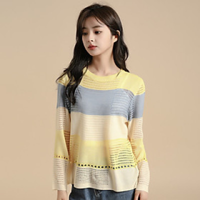 Áo len kẻ ngang cổ tròn nữ tính Haint Boutique