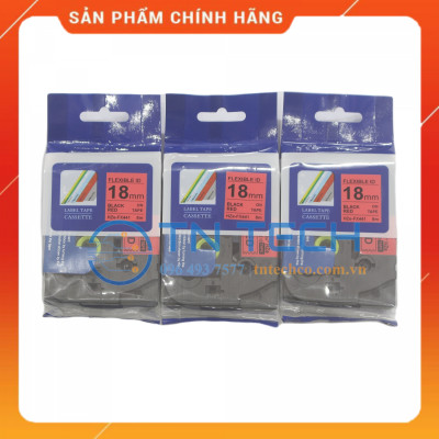 Nhãn In HZE-441 - Đen nền đỏ 18mm x 8m - Dùng cho máy in BROTHER - AIMO - PUTY [Hàng nhập khẩu]
