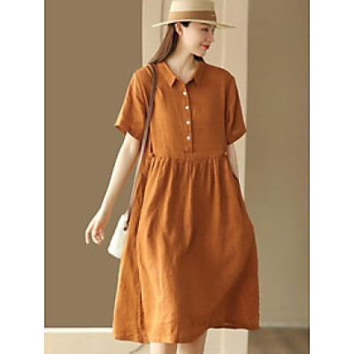 Đầm suông Linen mẫu mới thiết kế sang chảnh không kén dáng da215