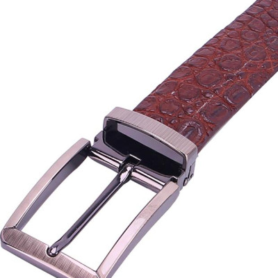 Thắt Lưng Nam Da Cá Sấu Gai Lưng Đầu Kim Huy Hoàng HT4728 - Nâu Đất