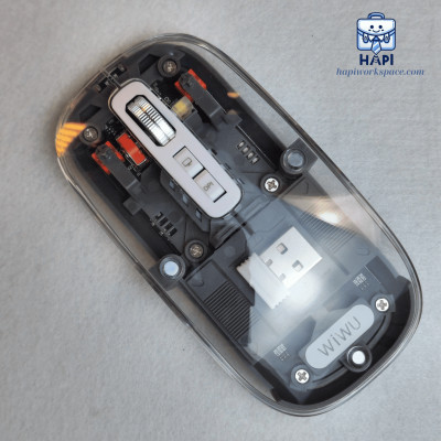Chuột không dây trong suốt cực chất hàng chính hãng WiWU Crystal Magnetic Wireless Mouse WM105: Kết nối Bluetooth + USB 2.4Ghz
