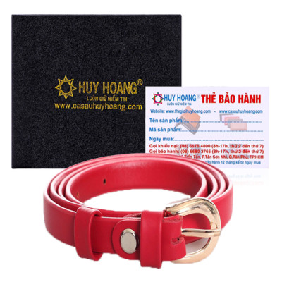 Thắt lưng nữ da thật Huy Hoàng cỡ nhỏ màu đỏ-HP5111