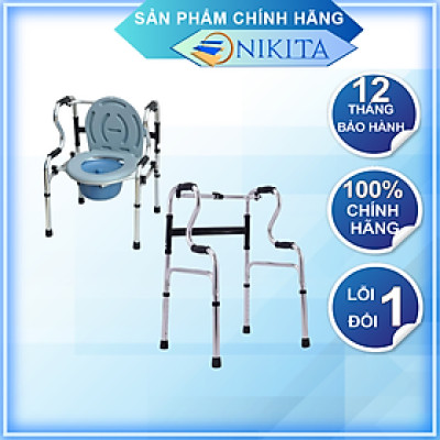 Khung tập đi cho người già, hỗ trợ phục hồi chức năng, có bô đi kèm, gấp gọn khi không sử dụng, chính hãng Nikita