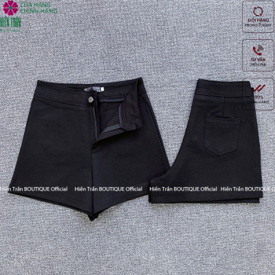 Quần short nữ Hiền Trần BOUTIQUE cạp cao, chất vải Umi Hàn cao cấp co giãn tốt tôn dáng