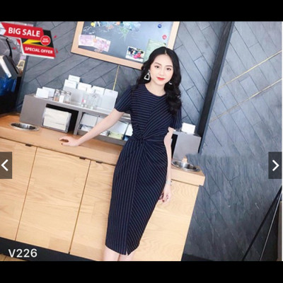 ĐẦM SỌC XOẮN EO HANA