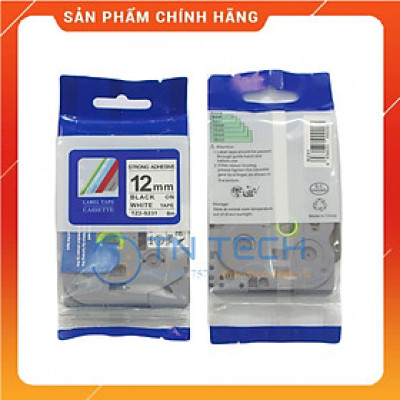 Nhãn In TZ2-S231 - Đen nền trắng 12mm x 8m - Dùng cho máy in BROTHER - AIMO - PUTY [Hàng nhập khẩu]