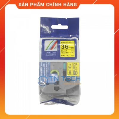 Nhãn In HZE-FX661 - Đen nền vàng 36mm x 8m - Dùng cho máy in BROTHER - AIMO - PUTY [Hàng nhập khẩu]