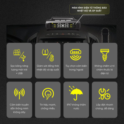 Cảm biến áp suất lốp ô tô TPMS màn hình led màu van ngoài {Bảo hành 3 tháng} - cảm biến áp suất lốp van ngoài TPMS..