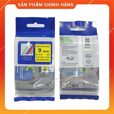Nhãn In Tz2-FX621 - Đen nền vàng 9mm x 8m - Dùng cho máy in BROTHER - AIMO - PUTY [Hàng Nhập Khẩu]