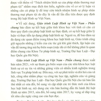 Giáo Trình Luật Hình Sự Việt Nam (Phần Chung) - GS. TSKH. Lê Văn Cảm, PGS. TS. Trịnh Tiến Việt - Tái bản, có sửa đổi bổ sung - (bìa mềm)