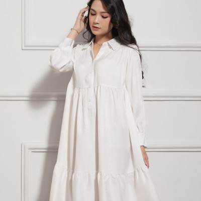 Đầm Babydoll Lụa Satin Cổ Bẻ Maxivic, La Mộc - LM012211