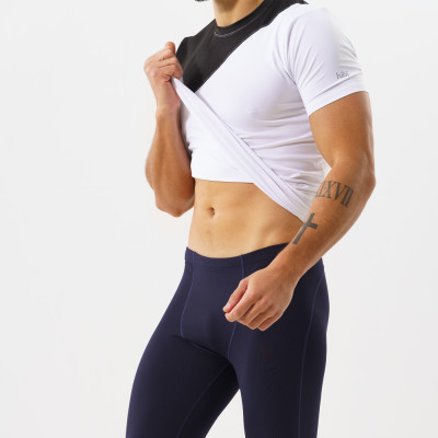 Áo tập gym nam Hibi Sports T102 - Phối màu chéo, form ôm vừa, kiểu ngắn tay