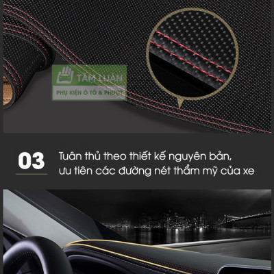 Thảm taplo xe ô tô da carbon Tâm Luân chống nắng và chống nóng không thấm nước (26 dòng xe - đời xe)