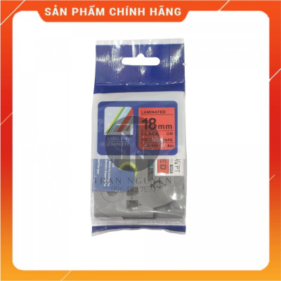 [Combo 5 hộp] Nhãn In đa lớp Tz2-441 - Đen nền đỏ 18mm x 8m - Hàng nhập khẩu