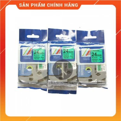 Nhãn In Brother Tz2-751 [Combo 5 hộp] Đen nền xanh lá 24mm x 8m - Hàng nhập khẩu