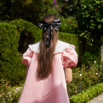 DOTTIE - Đầm ngắn cổ phối vải nhún bèo - Hồng - D0463