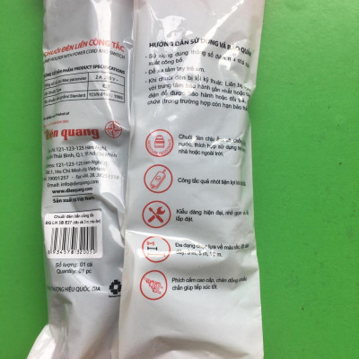 Chuôi đèn liền công tắc Điện Quang ĐQ LH E27 chống ẩm - kèm phích cắm và dây dài 3m/5m/10m