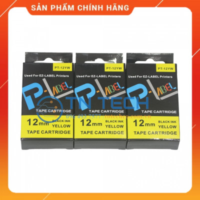 Nhãn in CASIO PT-12YW - Chữ đen nền vàng 12MM x 8M - Dùng cho máy in nhãn CASIO [Hàng nhập khẩu]