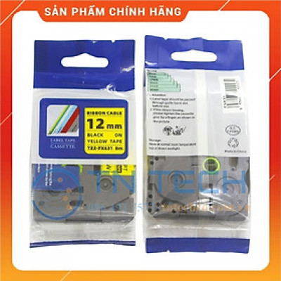 Nhãn In Tz2-FX631 - Đen nền vàng 12mm x 8m - Dùng cho máy in BROTHER - AIMO - PUTY [Hàng Nhập Khẩu]
