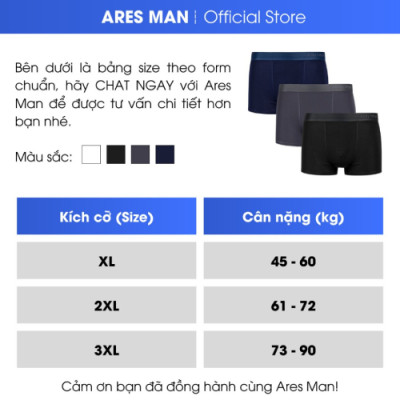 Combo quần lót nam, quần boxer nam chất thun lạnh kháng khuẩn co giãn 4 chiều - Ares Man