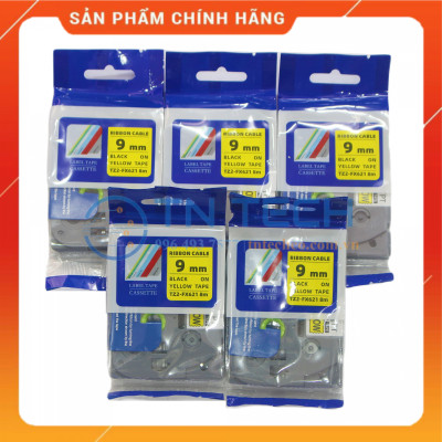 Nhãn In Tz2-FX621 - Đen nền vàng 9mm x 8m - Dùng cho máy in BROTHER - AIMO - PUTY [Hàng Nhập Khẩu]