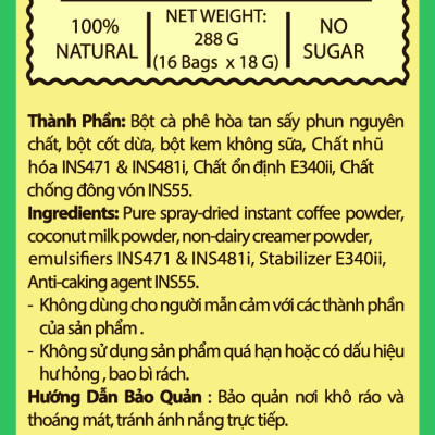 Cà Phê Hoà Tan Capuccino Vị Dừa 4in1 - Lion Cafe 