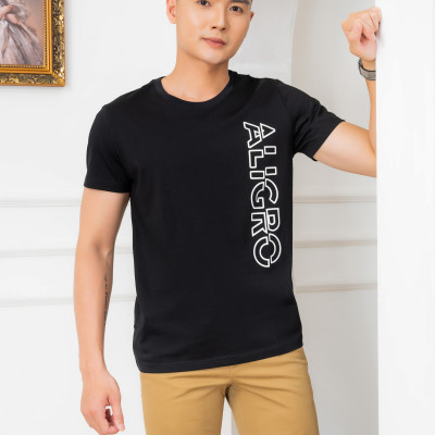 Áo thun nam ALIGRO chất liệu cotton cổ tròn kiểu dáng thể thao thấm hút tốt co giãn thoải mái ALGAPC072