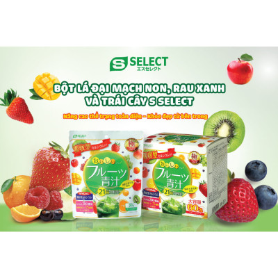 Bột lá đại mạch non, rau xanh và trái cây S Select Nhật Bản ( hộp 60 gói)