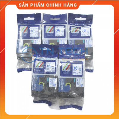 Nhãn In TNE-S263 - Xanh dương nền trắng 36mm x 8m - Dùng cho máy in BROTHER - AIMO - PUTY [Hàng nhập khẩu]