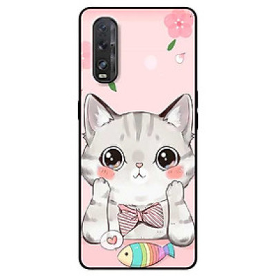 Ốp lưng dành cho Oppo Find X2 mẫu Mèo Hồng Ăn Cá