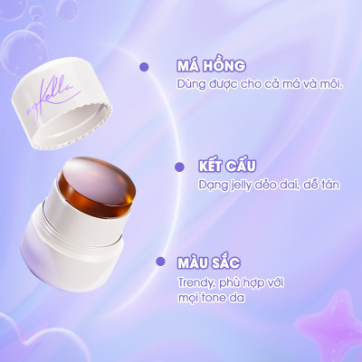 Má hồng thạch myKella - JUICY POP LIP & CHEEK TINT 2in1 chất thạch mềm mịn, không bết dính