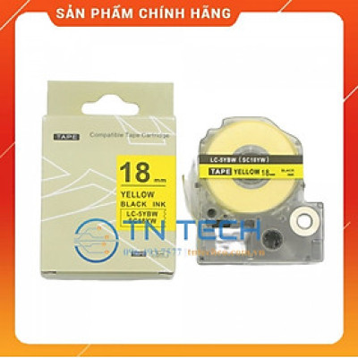 Nhãn in TEPRA - EPSON LC-5YBW (SC18YW) – Chữ đen nền vàng 18MM X 8M  - Dùng cho máy in nhãn TEPRA - EPSON [Hàng nhập khẩu]