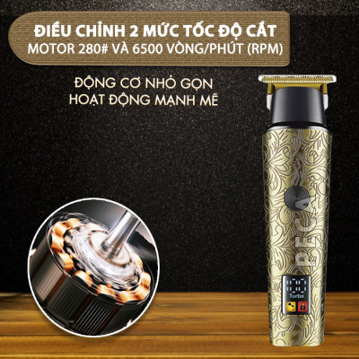 Tông đơ chấn viền Kemei KM-2185 điều chỉnh 2 mức tốc độ, công suất mạnh màn hình LCD tiện lợi - Hàng chính hãng