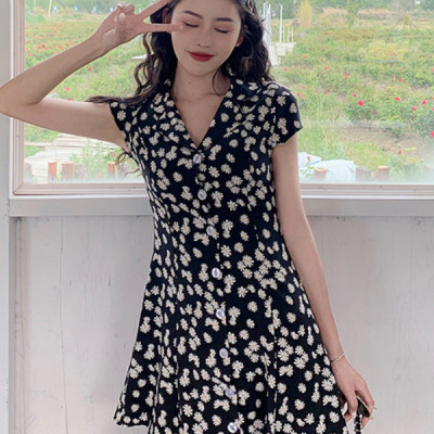 Đầm Sơ Mi Hoa Cúc Xuân Hè Kèm Thắt Lưng Xinh DN078 MayHomes, Thời Trang Nữ Mới, Đầm Ngắn Dễ Thương, Phong Cách Retro