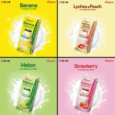 Thùng 24 hộp Sữa dâu ít đường 200ml nhãn hiệu Binggrae