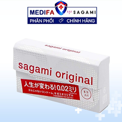 Bao cao su Sagami Original 0.02 cao cấp siêu mỏng (Hộp 6 chiếc)