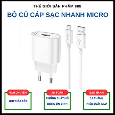 Bộ củ cáp sạc nhanh 18W, QC3.0A cổng usb ra micro, sạc nhanh điện thoại android C109A - Hàng chính hãng
